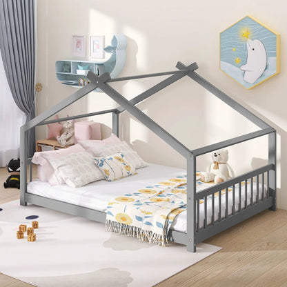 Playhouse Design Bed with Cozy Roof for Kids