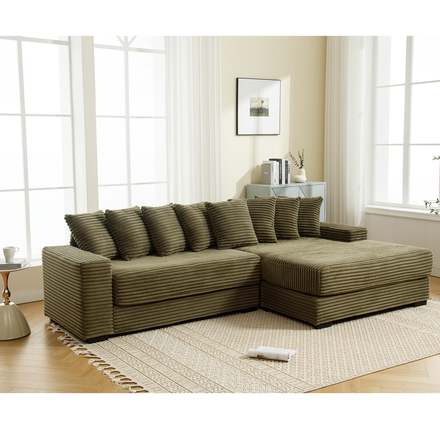 The Oversized Corduroy L Shaped Living Room Sofa