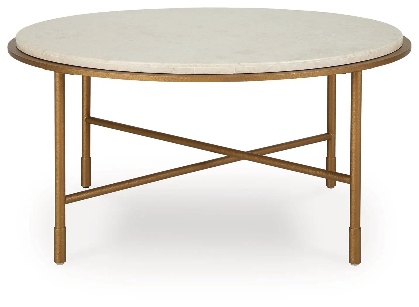 Alben Round Table with Marble Top in Goldtone
