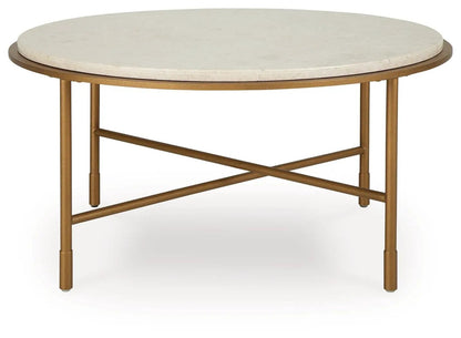 Alben Round Table with Marble Top in Goldtone