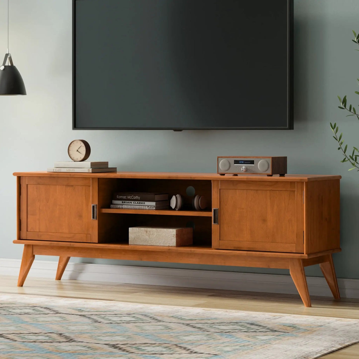 Draper Handcrafted Mid Century Low TV Media Stand