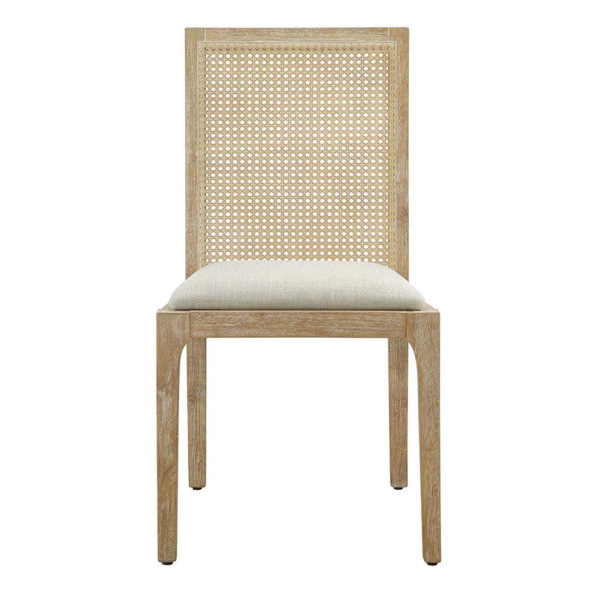 Dining chair by HouseOfZazla with natural wood, synthetic cane back, upholstered seat on Tampa Home & Garden Store