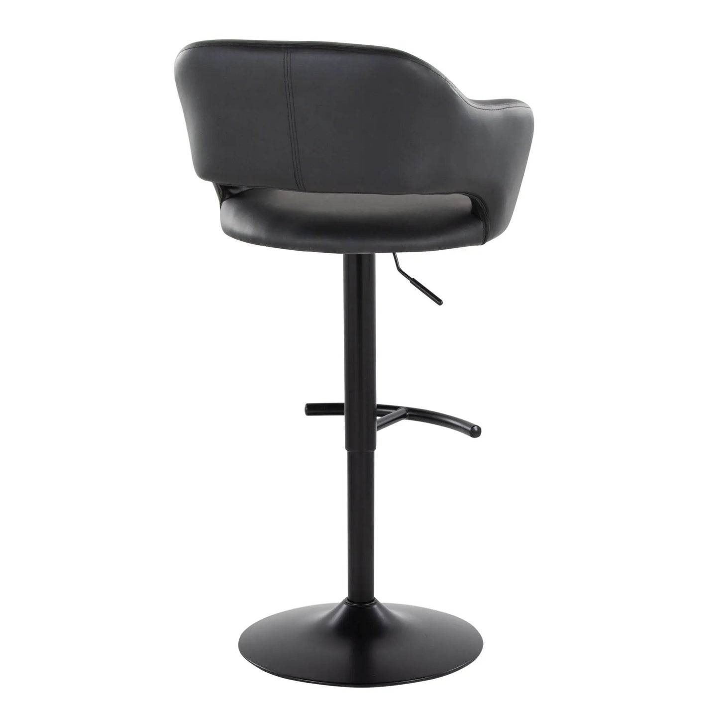 Black Margarite adjustable swivel barstool with T-footrest, leather upholstery, set of 2 on Tampa Home & Garden Store