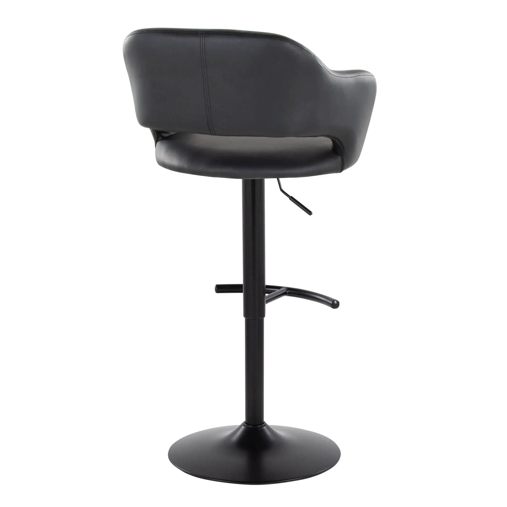 Black Margarite adjustable swivel barstool with T-footrest, leather upholstery, set of 2 on Tampa Home & Garden Store