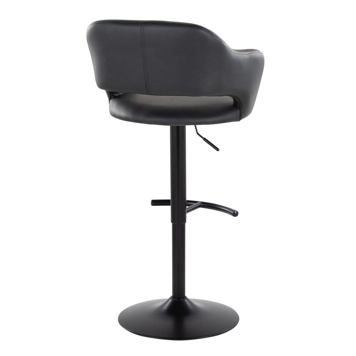 Margarite Adjustable Swivel Barstool set of 2, black faux leather with footrest on Tampa Home & Garden Store