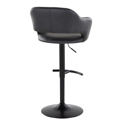 Margarite Adjustable Swivel Barstool set of 2, black faux leather with footrest on Tampa Home & Garden Store