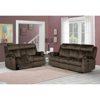 Sonet Domino Reclining Sofas by Unique Piece Furniture in brown fabric, 2-piece set on Tampa Home & Garden Store