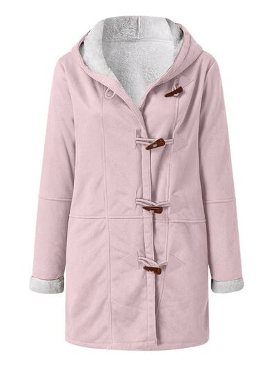 Pink Stevvex full size pocketed hooded toggle jacket with gray fleece lining on Tampa Home & Garden Store