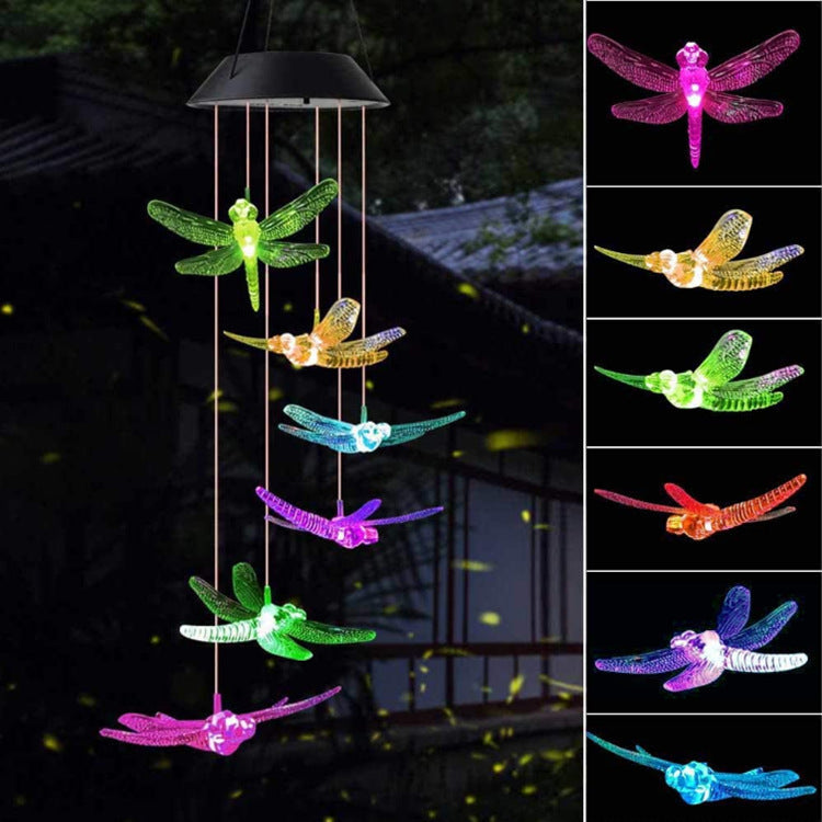 Outdoor Solar Wind Chime Lamp by Sell My Stuff, dragonfly multi-color LED garden decor on Tampa Home & Garden Store