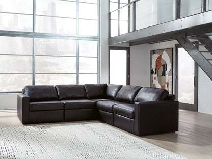 ModMax II Sectional, black leather stationary sofa by Unique Piece Furniture on Tampa Home & Garden Store