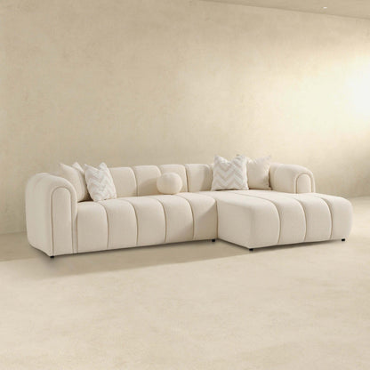 Beatrice ivory modern tufted right sectional sofa with plush cushions on Tampa Home & Garden Store