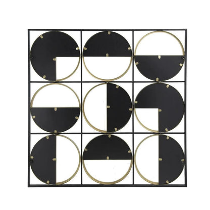 Eclectic metal beaded wall mirror with black and gold segments in contemporary grid frame on Tampa Home & Garden Store