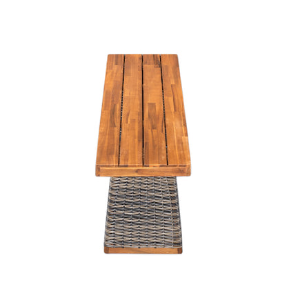 Outdoor Acacia Wood Bench With Teak Finish