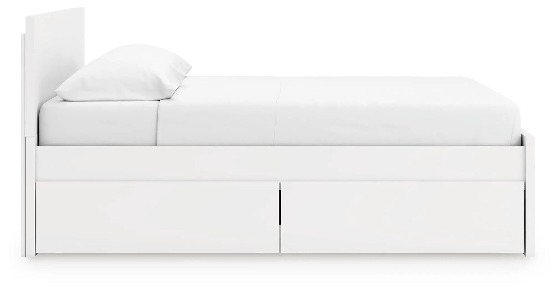 Onita Panel Platform Bed with white finish and built-in storage drawers on Tampa Home & Garden Store