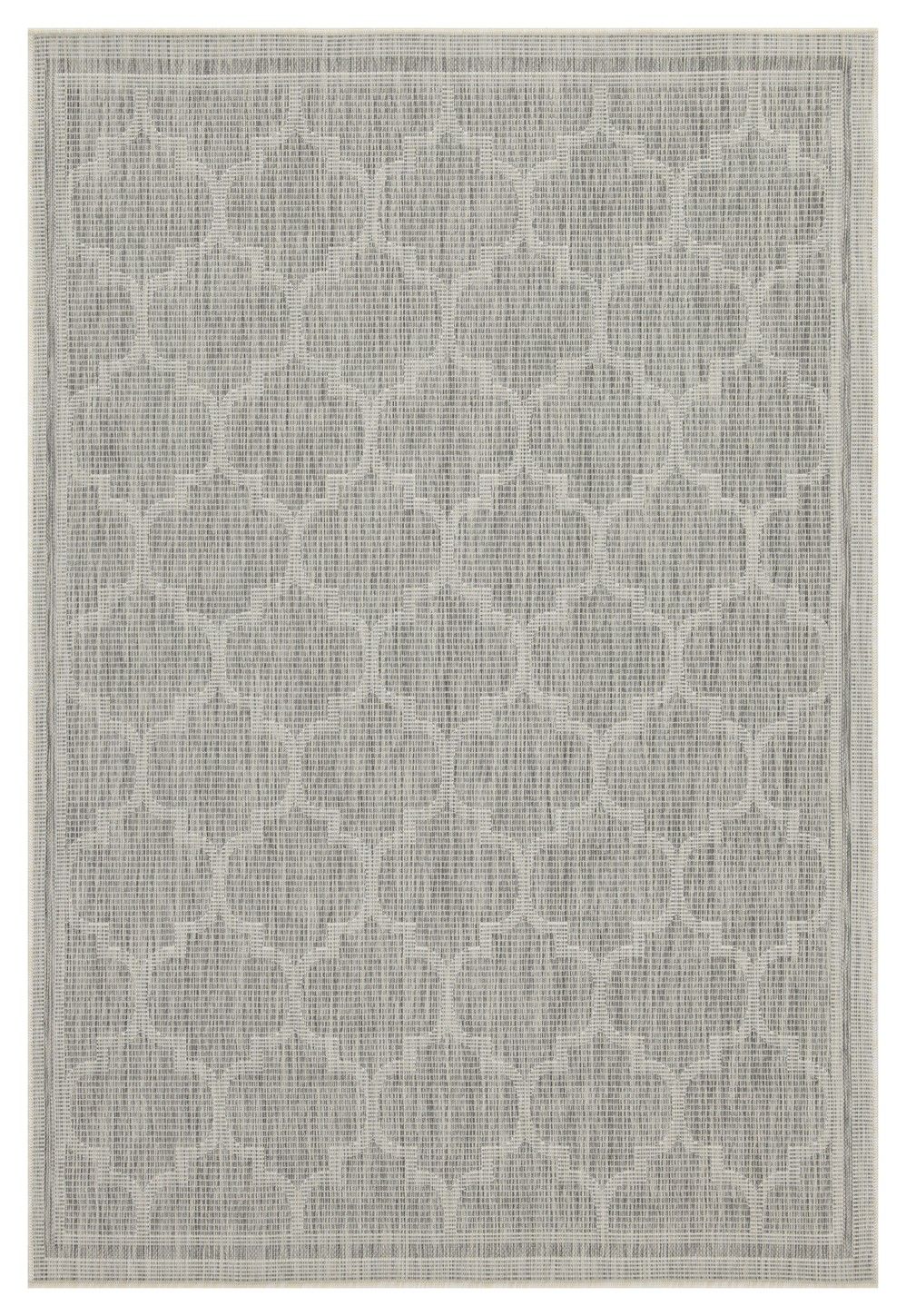 Silver Indoor and Outdoor Area Rug With Trellis