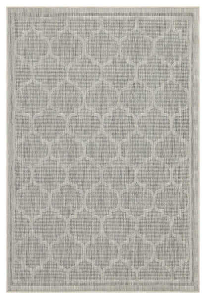 Silver Indoor and Outdoor Area Rug With Trellis