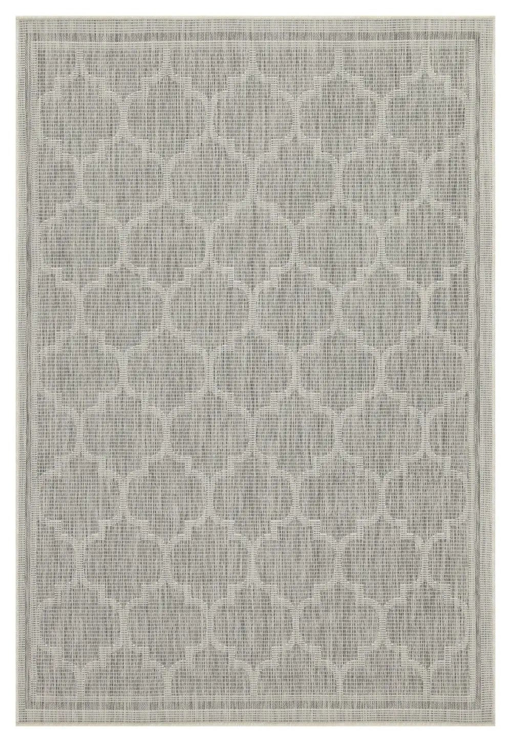 Sunshine runner rug polypropylene indoor/outdoor with gray geometric quatrefoil pattern on Tampa Home & Garden Store