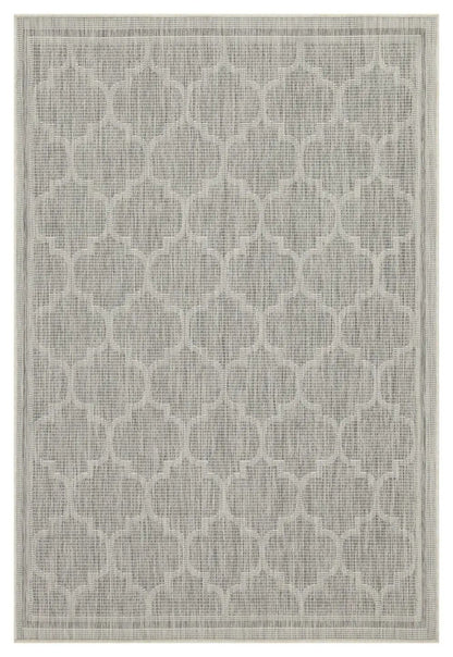 Sunshine runner rug polypropylene indoor/outdoor with gray geometric quatrefoil pattern on Tampa Home & Garden Store