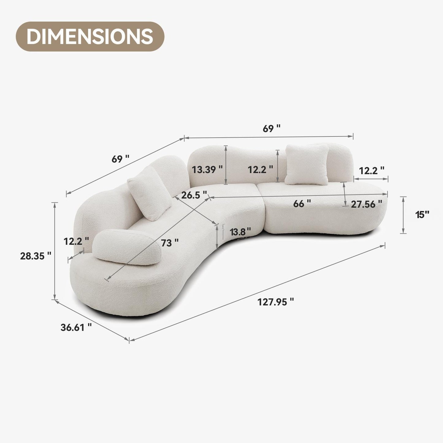 Modern Curved Modular Sofa Set for a Living Room