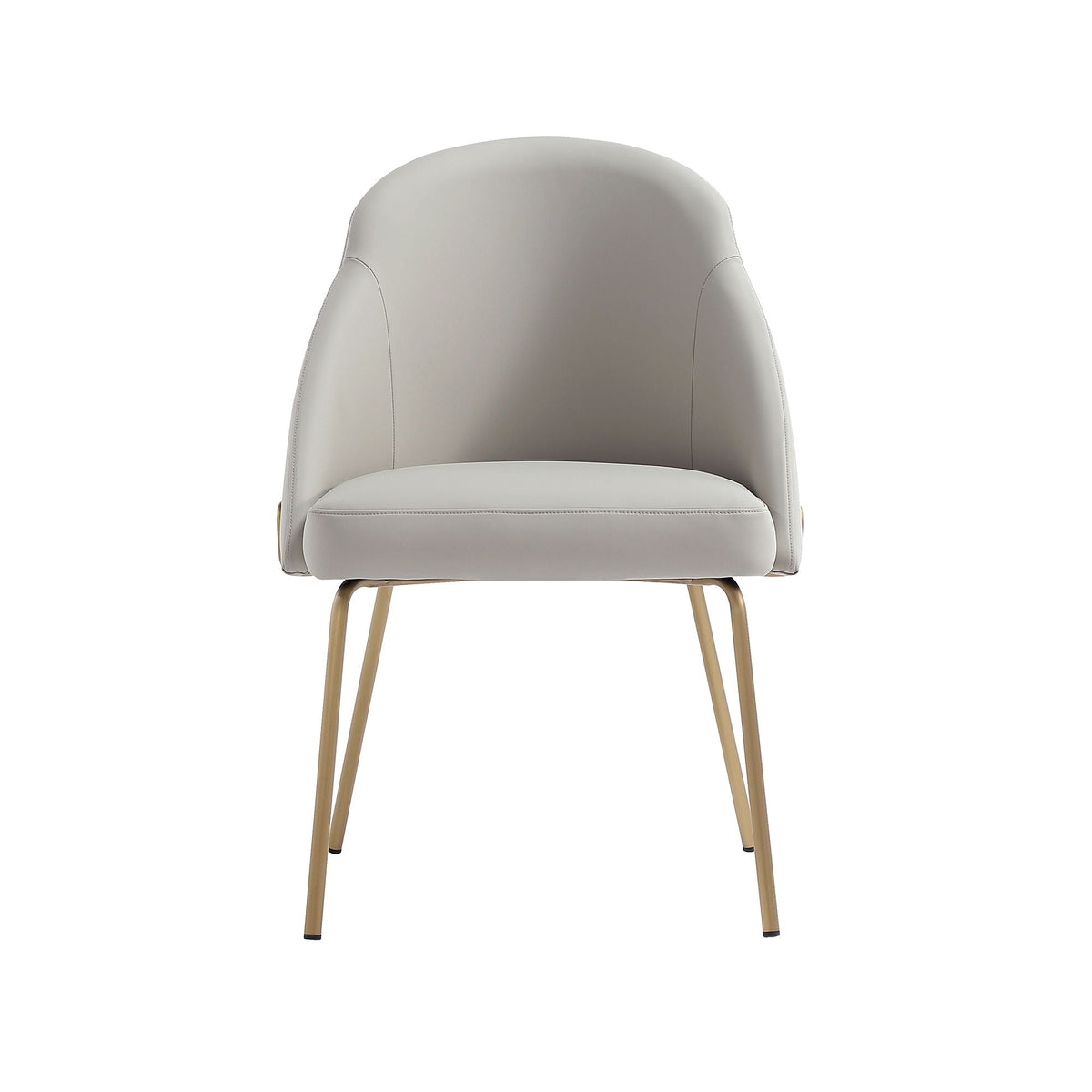 Upholstered dining chair beige faux leather with gold metal legs, high-density foam on Tampa Home & Garden Store