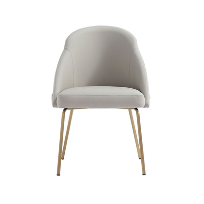 Upholstered dining chair beige faux leather with gold metal legs, high-density foam on Tampa Home & Garden Store