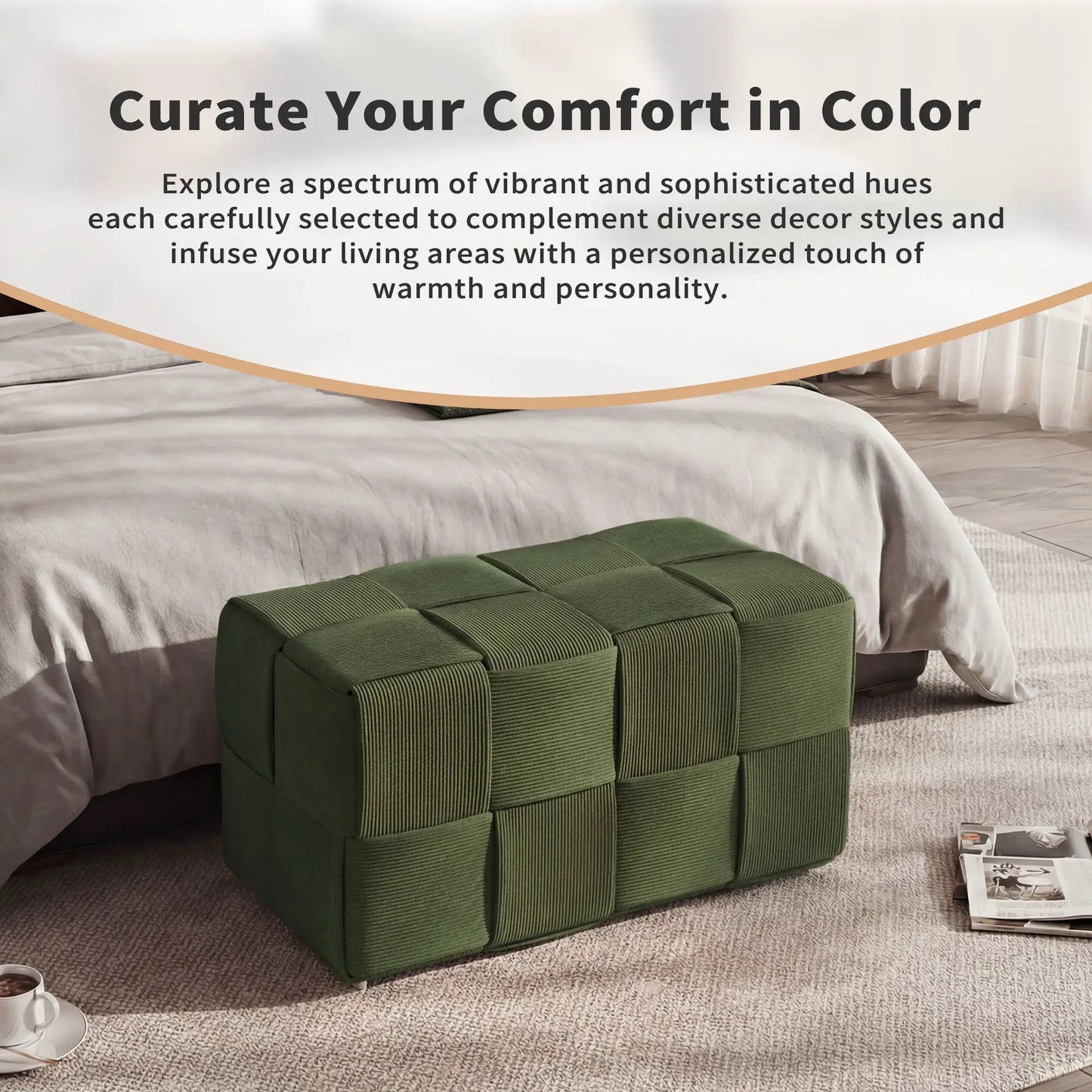 Modern Ottoman Foot Rest with Woven Design