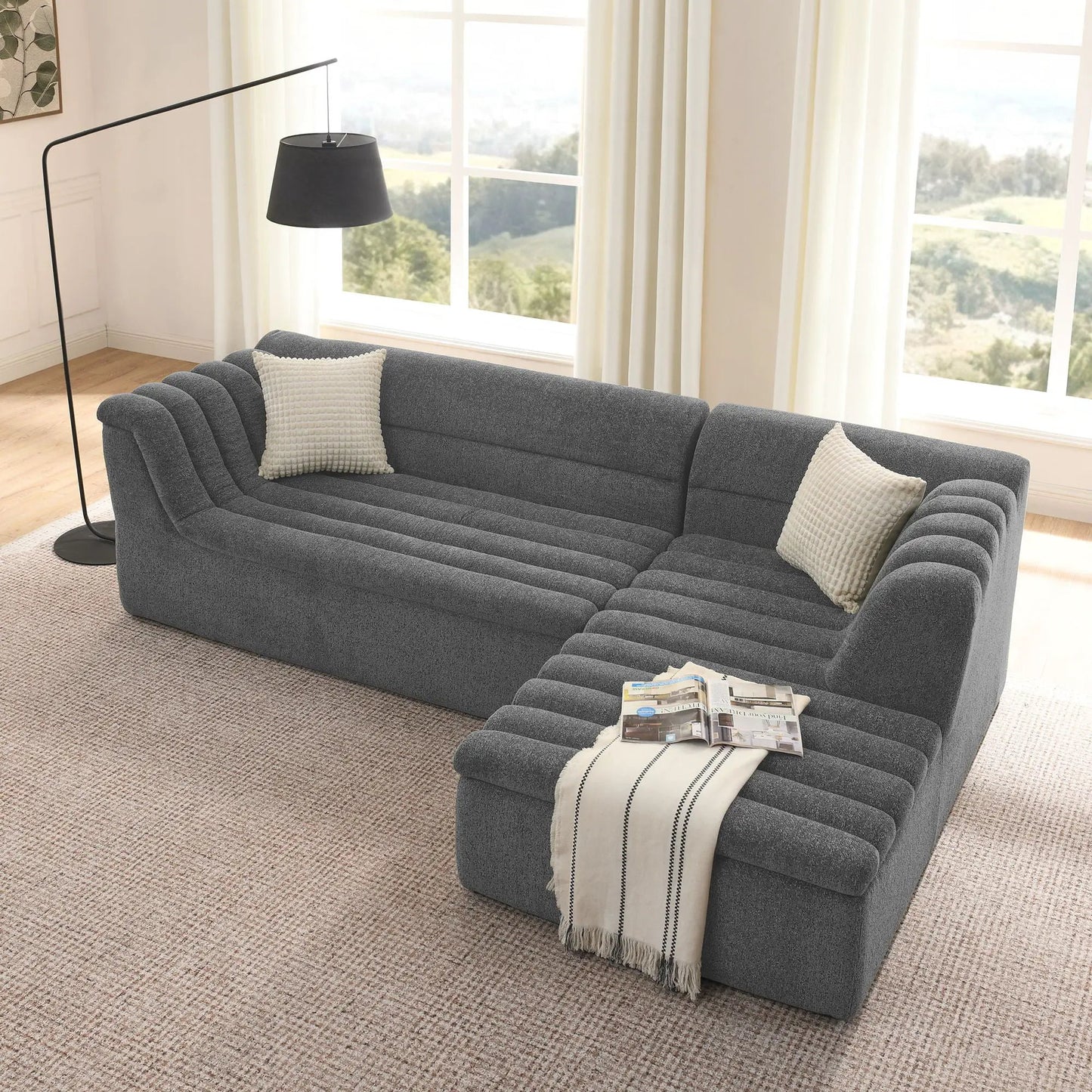 Upholstered L-Shaped Modular Sectional Chaise