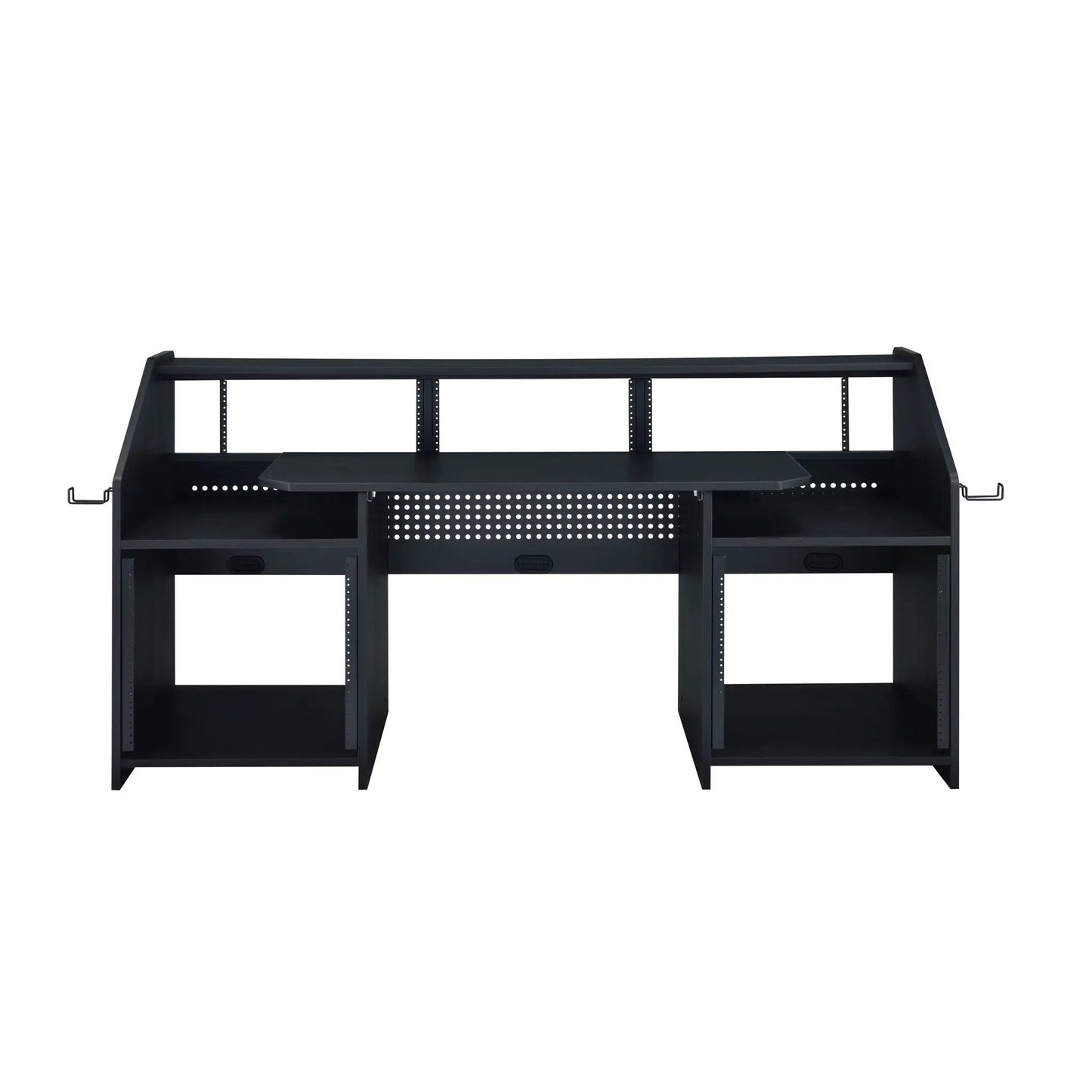 Annette Music Desk Wood with black metal frame and perforated back panel on Tampa Home & Garden Store