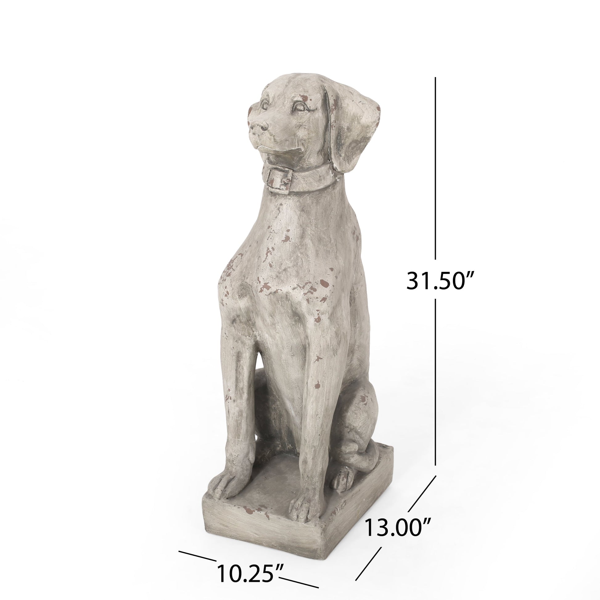 MGO dog statue outdoor decor antique gray finish with weathered look by HouseOfZazla on Tampa Home & Garden Store
