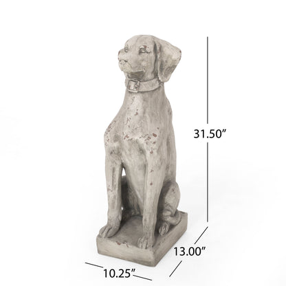 MGO dog statue outdoor decor antique gray finish with weathered look by HouseOfZazla on Tampa Home & Garden Store