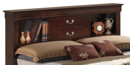 Louis Phillipe bookcase storage bed dark espresso wood with two drawer pulls HouseOfZazla on Tampa Home & Garden Store