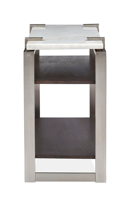 Paradox Rectangular End Table with marble top and brushed steel frame by Unique Piece Furniture on Tampa Home & Garden Store