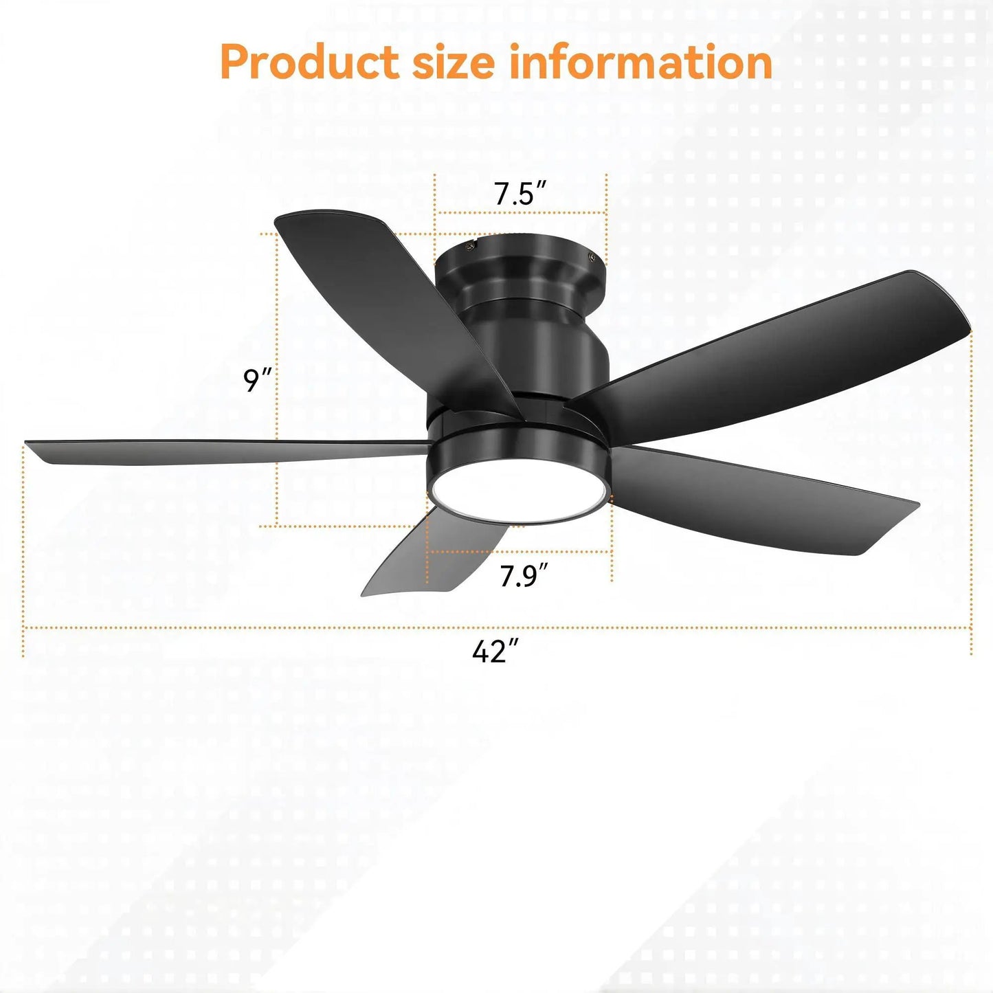 Flush Mount Ceiling Fan With 18W LED Light Remote