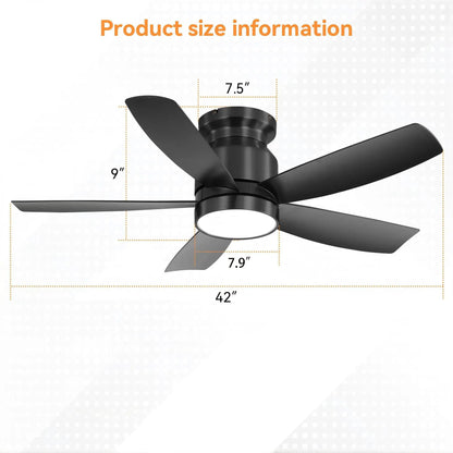 Flush Mount Ceiling Fan With 18W LED Light Remote