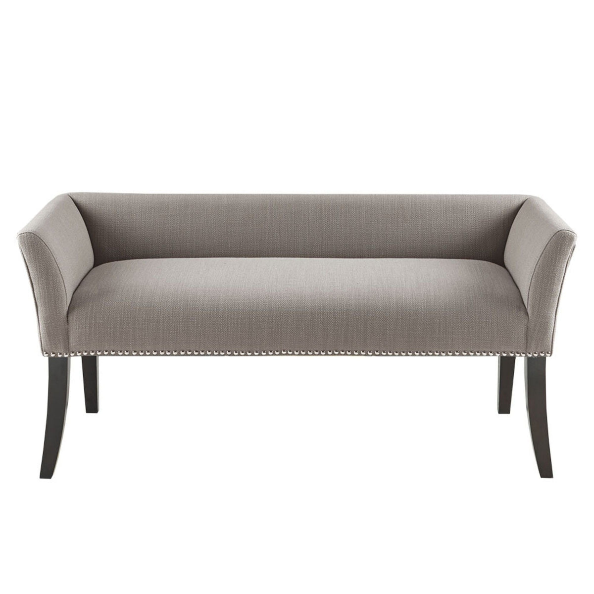 Elegant Design Upholstered Bench gray fabric, solid wood frame HouseOfZazla on Tampa Home & Garden Store