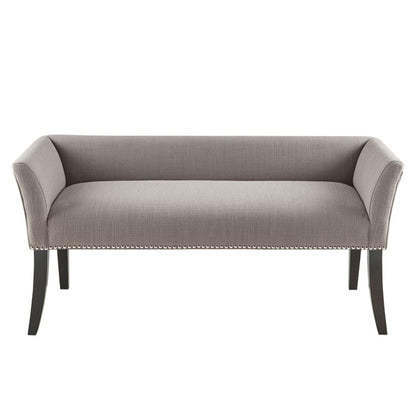 Elegant Design Upholstered Bench gray fabric, solid wood frame HouseOfZazla on Tampa Home & Garden Store