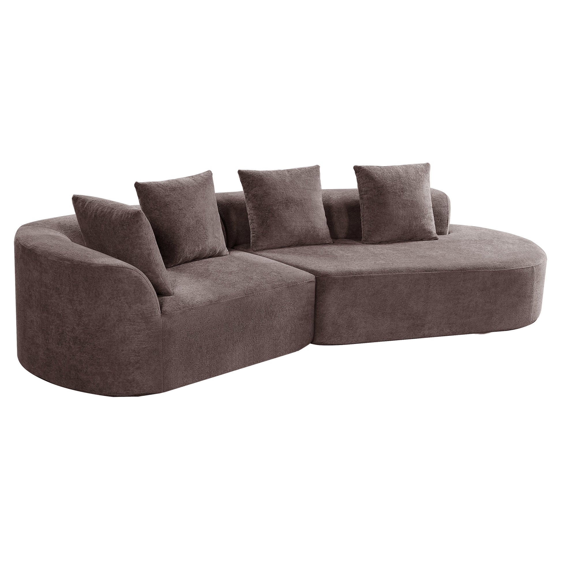 116-inch curved sectional sofa with brown fabric and high-density foam cushions by HouseOfZazla on Tampa Home & Garden Store