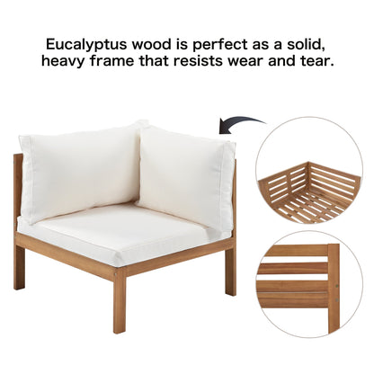 Wood Structure Outdoor Sofa Set with Beige Cushions in wood frame by HouseOfZazla on Tampa Home & Garden Store