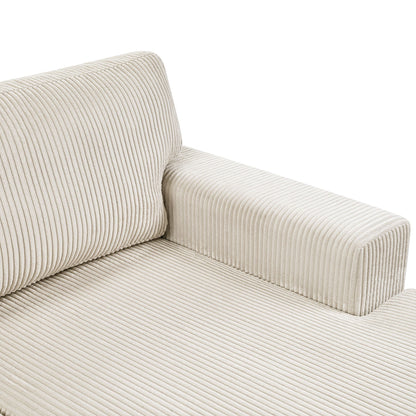 Oversized U-shaped sectional sofa with chaise beige corduroy upholstery on Tampa Home & Garden Store