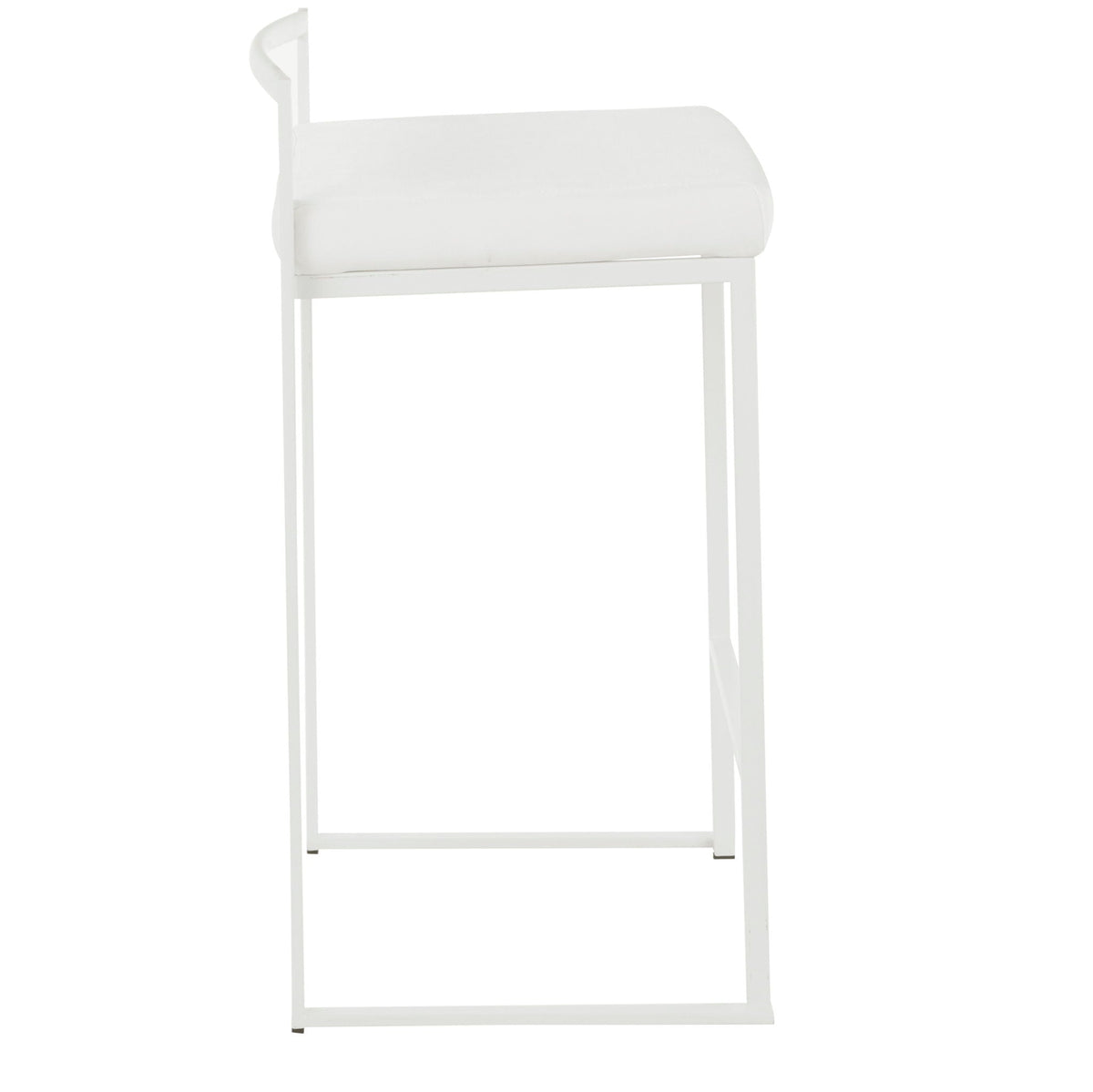 Stackable counter stool with padded white seat and metal frame on Tampa Home & Garden Store