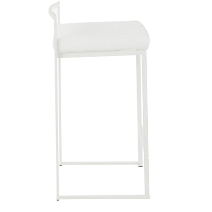 Stackable counter stool with padded white seat and metal frame on Tampa Home & Garden Store