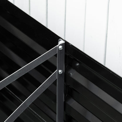 Galvanized raised garden bed kit with reinforcing bars, black metal slats and bolt brackets on Tampa Home & Garden Store