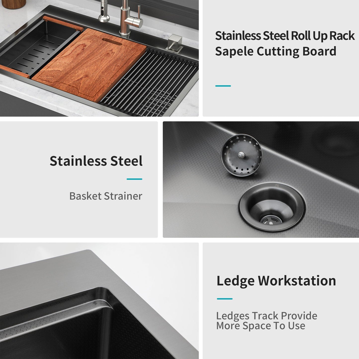 33 Inch Stainless Kitchen Sink and Workstation