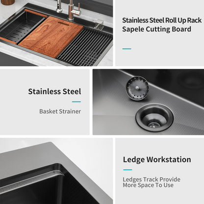 33 Inch Stainless Kitchen Sink and Workstation