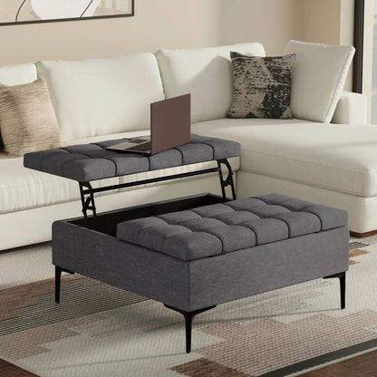 Laura Lift Top Solid Wood Storage Ottoman