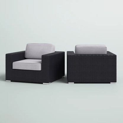Patio chair with cushions two black wicker arm chairs for outdoor use HouseOfZazla on Tampa Home & Garden Store