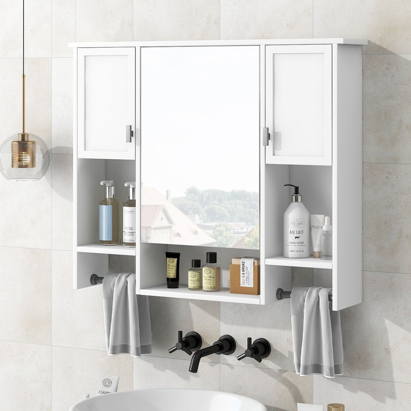 Wall Mounted Bathroom Cabinet and Mirror Shelf