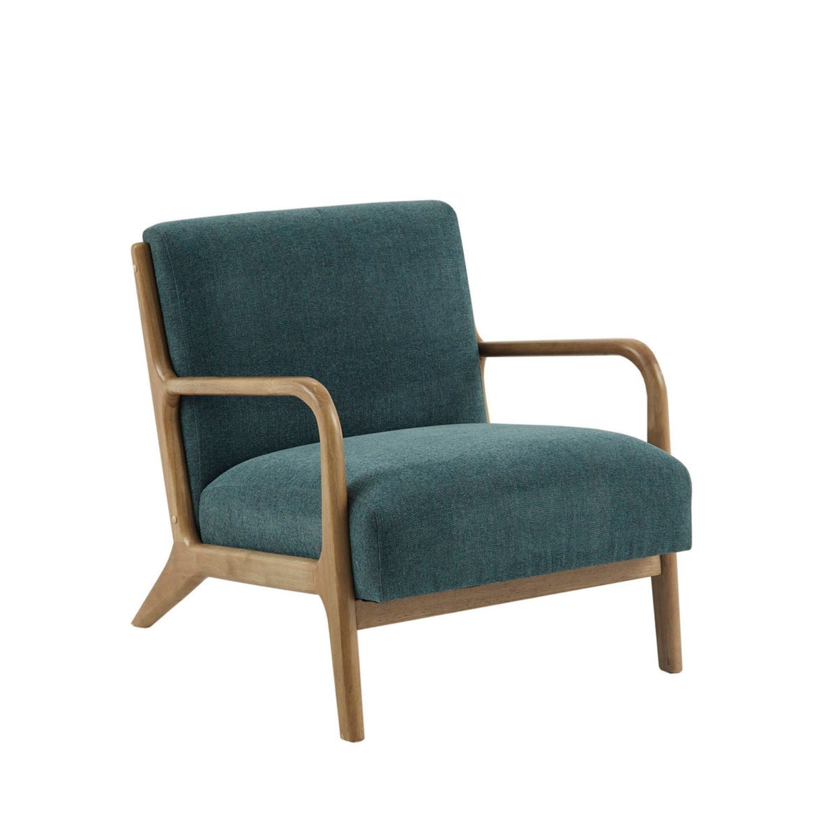 Mid-Century Lounge Chair teal upholstered seat with wood frame by HouseOfZazla for Armchairs on Tampa Home & Garden Store