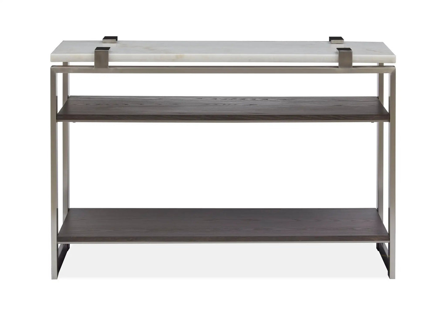 Paradox rectangular table by Unique Piece Furniture, marble top with dark wood shelf on Tampa Home & Garden Store