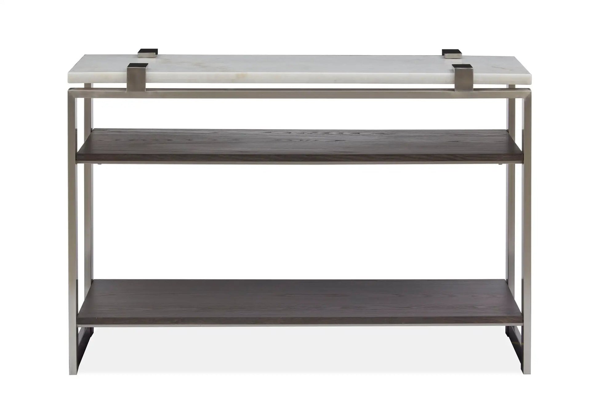 Paradox rectangular table by Unique Piece Furniture, marble top with dark wood shelf on Tampa Home & Garden Store
